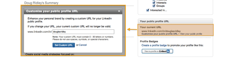 Selecting a Custom LinkedIn URL 2