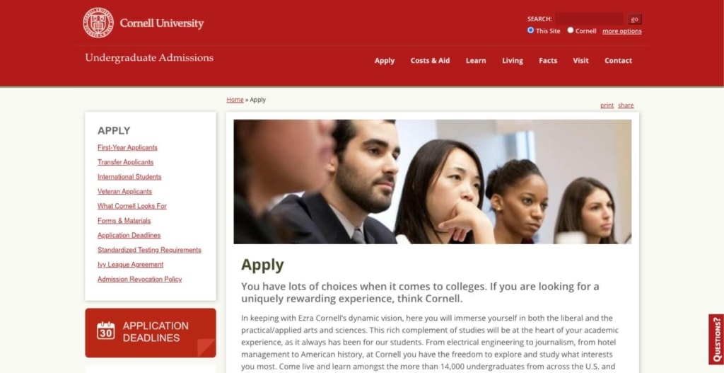 Higher Education Website Design Offers: Cornell