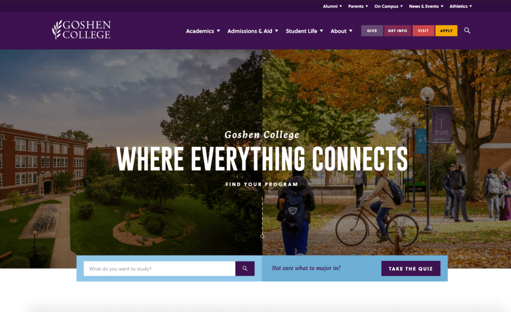 Higher Education Website Design CTAs: Goshen College