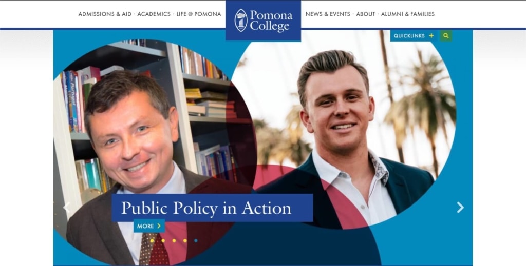 Higher Education Website Design - Pomona College Homepage