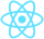 Light blue atom symbol with nucleus and orbiting electrons.