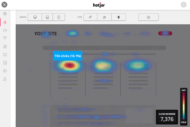The Role of Micro-Moments in Customer Journey Mapping 5 Screenshot of a web page displaying a colorful heat map illustrating user engagement and activity levels.