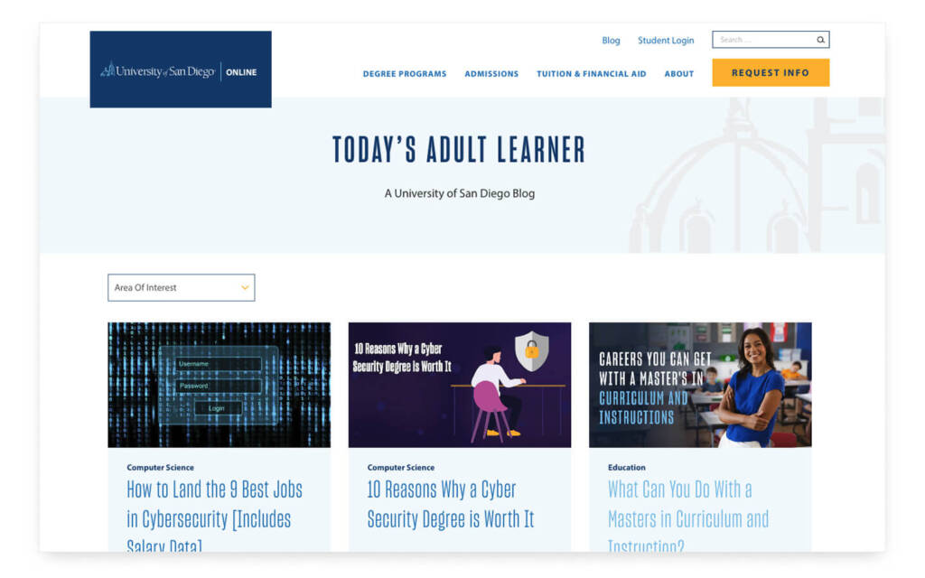 University of San Diego Online Degrees | SEO Content Strategy 4 USD Blog