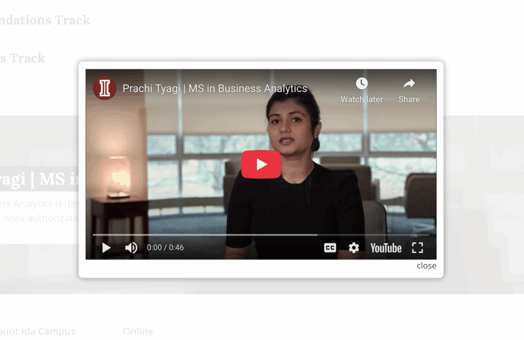 Thumbnail for a UMass Amherst MS in Business Analytics program testimonial from recent graduate, Prachi Tyagi.