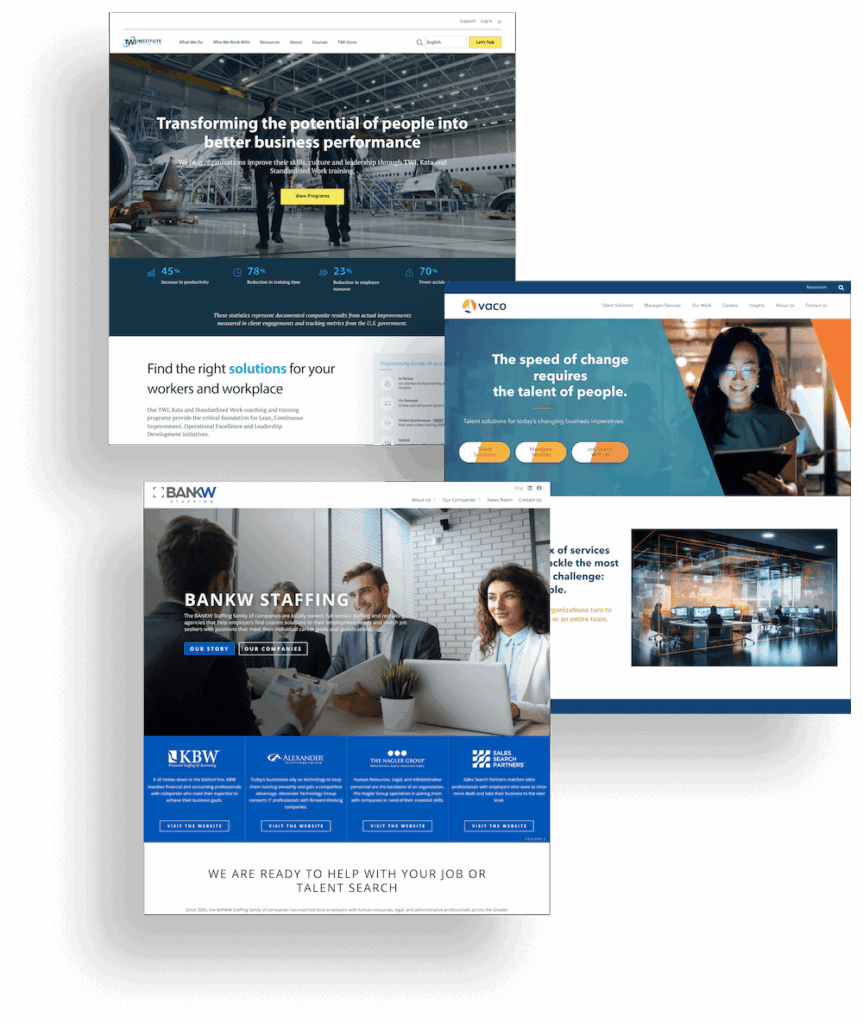 A collage of different Website designs