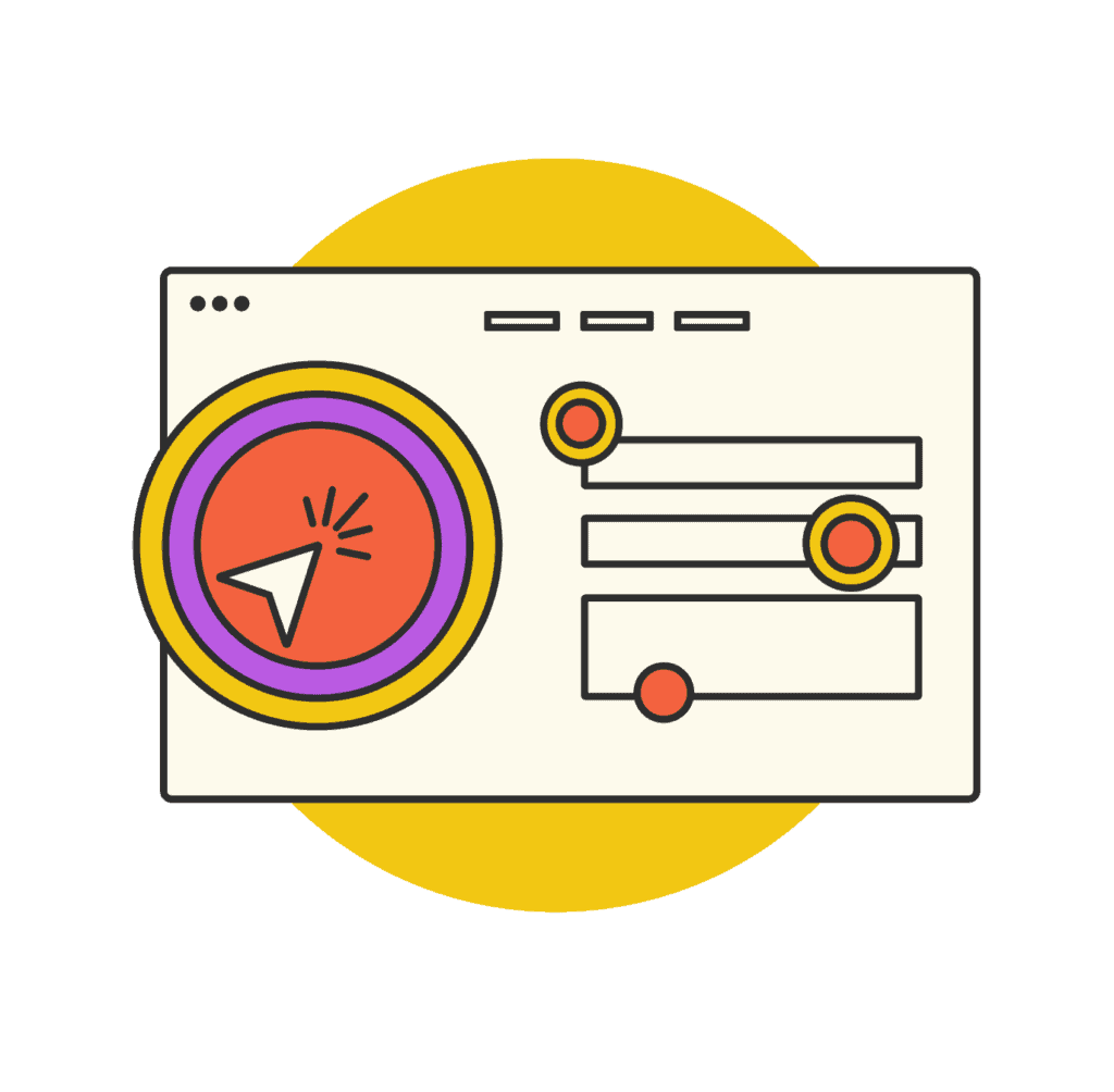 Higher Ed | Paid Search Landing Page Strategy 6 Browser window with a cursor icon and adjustment sliders for settings or controls.