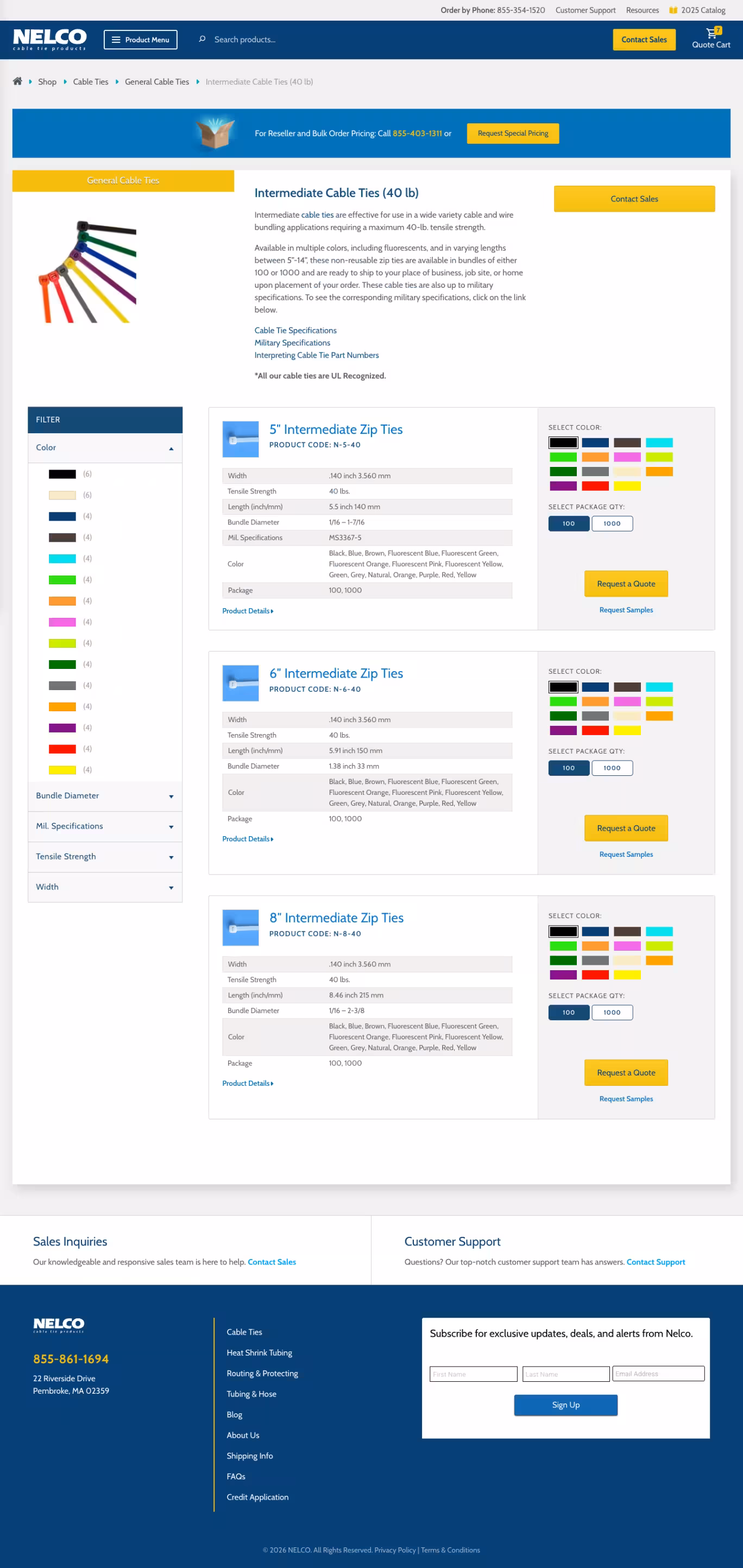 Nelco Products 4 A product listing page on the Nelco products site.