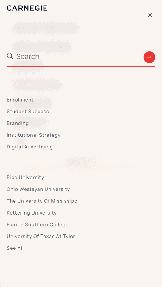Carnegie Higher Ed website design mobile screen